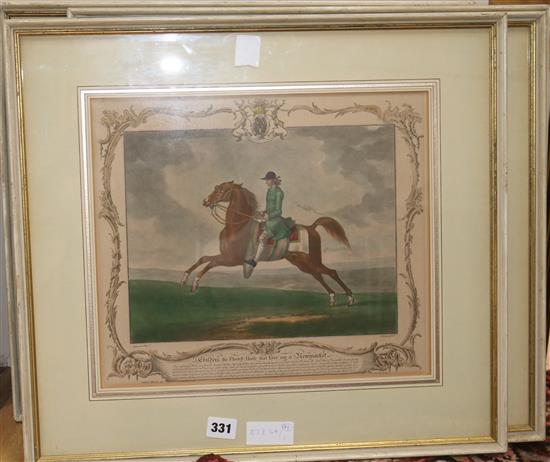 A set of four equestrian prints after R. Houston and a set of four lithographs of steeplechases after Henry Alken, 41 x 48cm (8)